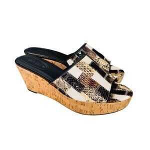 Van Eli Womens Wedge Sandals Snakeskin Patchwork Cork Heel Boho Hippie Size 9.5M